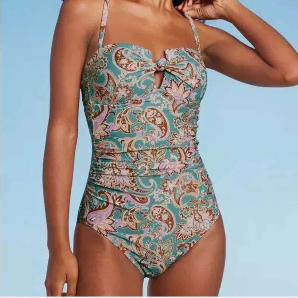 NWT Floral Paisley One-Piece Swimsuit full coverage
